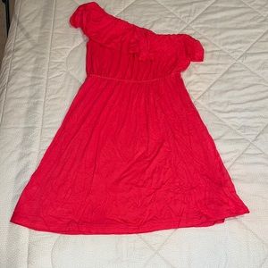 Girls one shoulder ruffled cotton dress